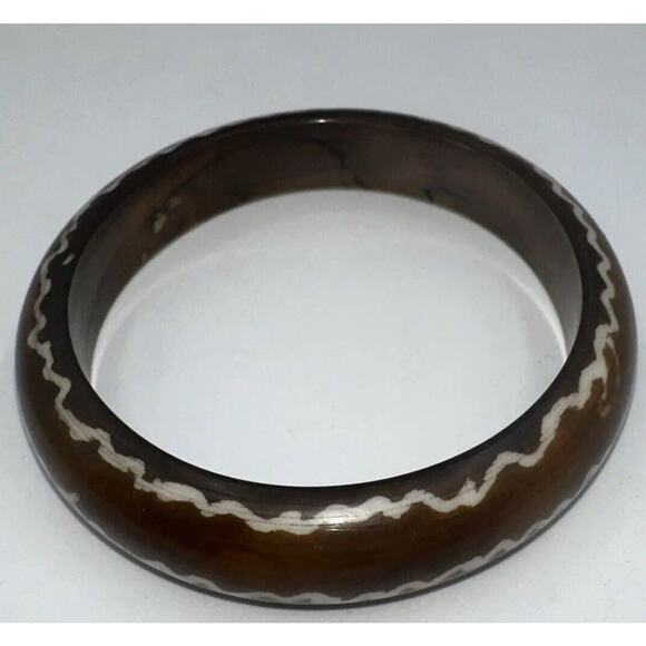 African Style Bangle Bracelet Brown Acrylic, J-01-45 - Picture 6 of 7